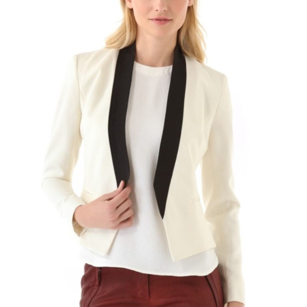 A.L.C. Ivory Blazer with Black Shawl Lapel